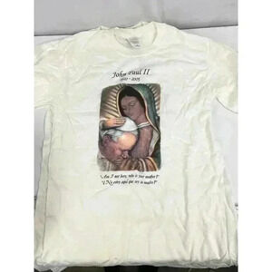 Lot of 5 White T-shirt Virgen De‎ Guadalupe Juan Pablo II Our Lady of Guadalupe